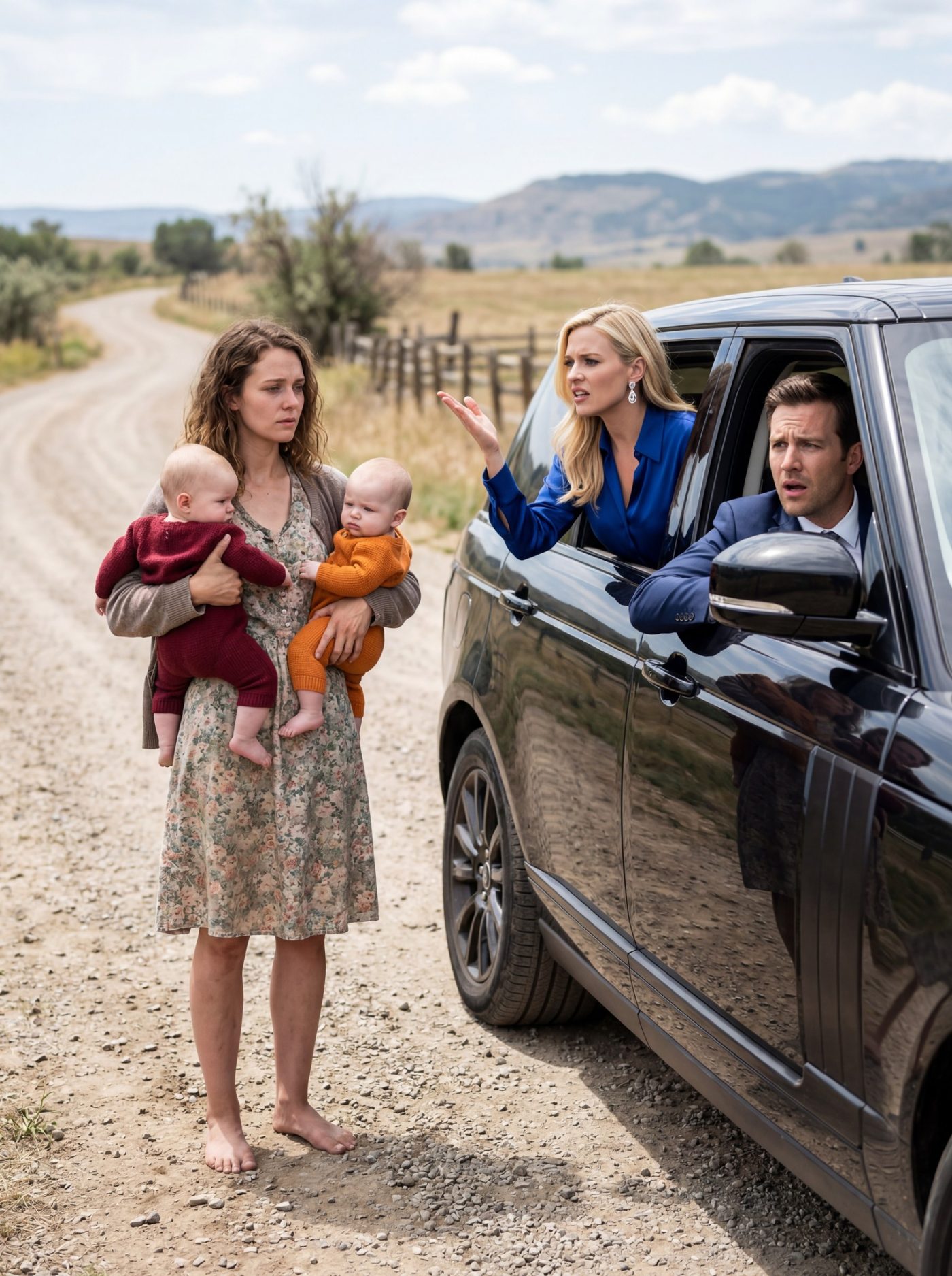 He Was Driving His Millionaire Fiancée Home… Until He Saw His Ex-Wife Standing On The Side Of The Road With Two Babies In Her Arms — And The Lie That Tore His Family Apart Began To Unravel, Revealing A Truth She Never Expected Him To Find