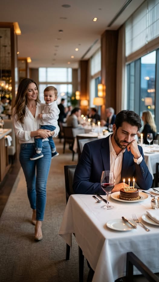 En su cumpleaños NADIE apareció y el millonario cenó solo, hasta que una madre soltera se acercó y lo que hizo lo cambió todo