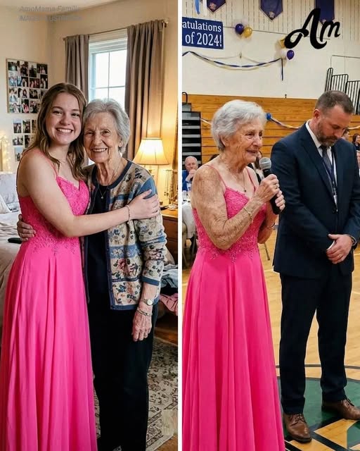 Me puse el vestido de graduación de mi difunta nieta para su fiesta de graduación – Pero lo que ella había escondido dentro me hizo tomar el micrófono