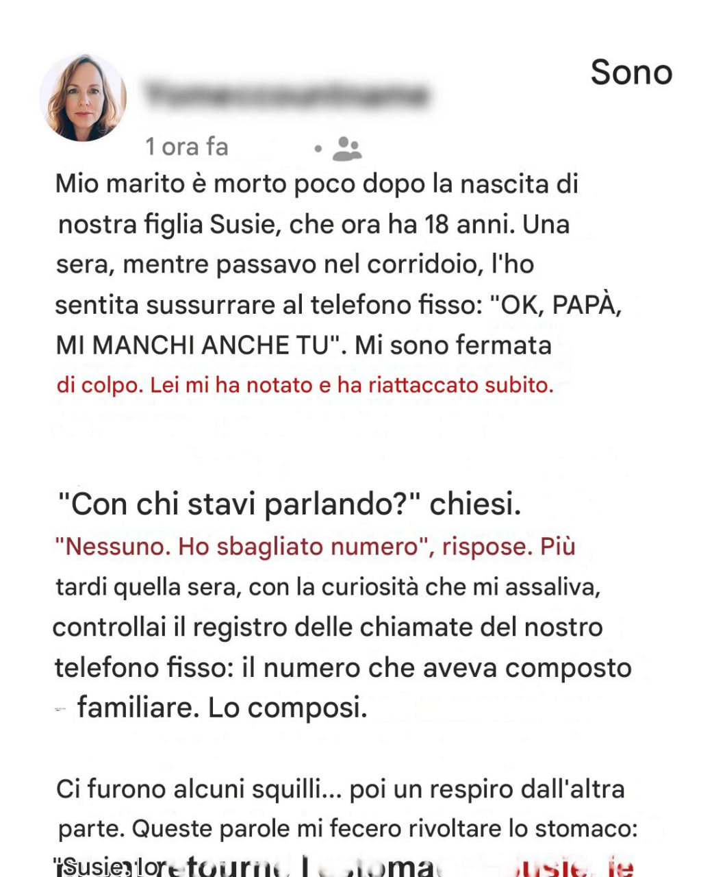 Ho sento mia figlia sussurrare “Mi manchi, papà” al telefono – Ho seppellito suo padre 18 anni fa