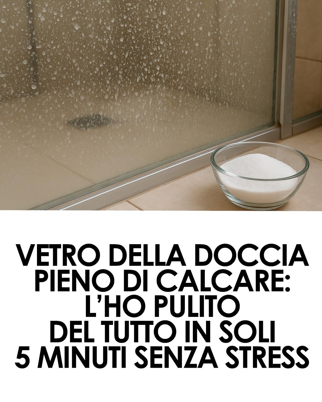 Vetro della doccia opaco e pieno di calcare? 😩 Niente panico! Con questo trucco lo fai brillare in 5 minuti ✨ Senza fatica, senza stress e con ingredienti che hai in casa 🧼 ti spiego. 👇