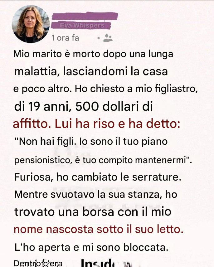 Dopo la morte di mio marito, ho chiesto l’affitto a mia figliastro. Quale trovi nella sua strofa che cambia completamente.