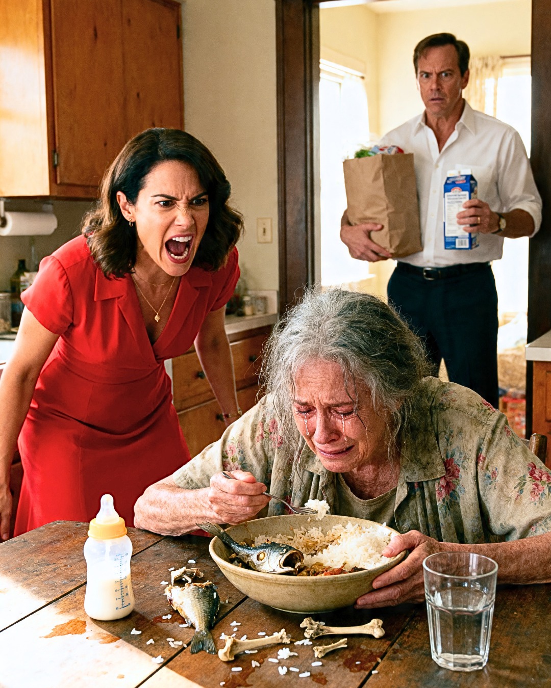 I believed paying my wife to take care of my mother was the one choice holding my family together—until I came home earlier than expected and heard my mom whisper, “Please… don’t tell him.” Then I walked into the kitchen and froze. My frail mother was trembling by the stove, while my wife barely glanced up from her phone and said, “What? She told me she could manage.” In that instant, I realized whatever was hidden behind that moment would shatter everything.