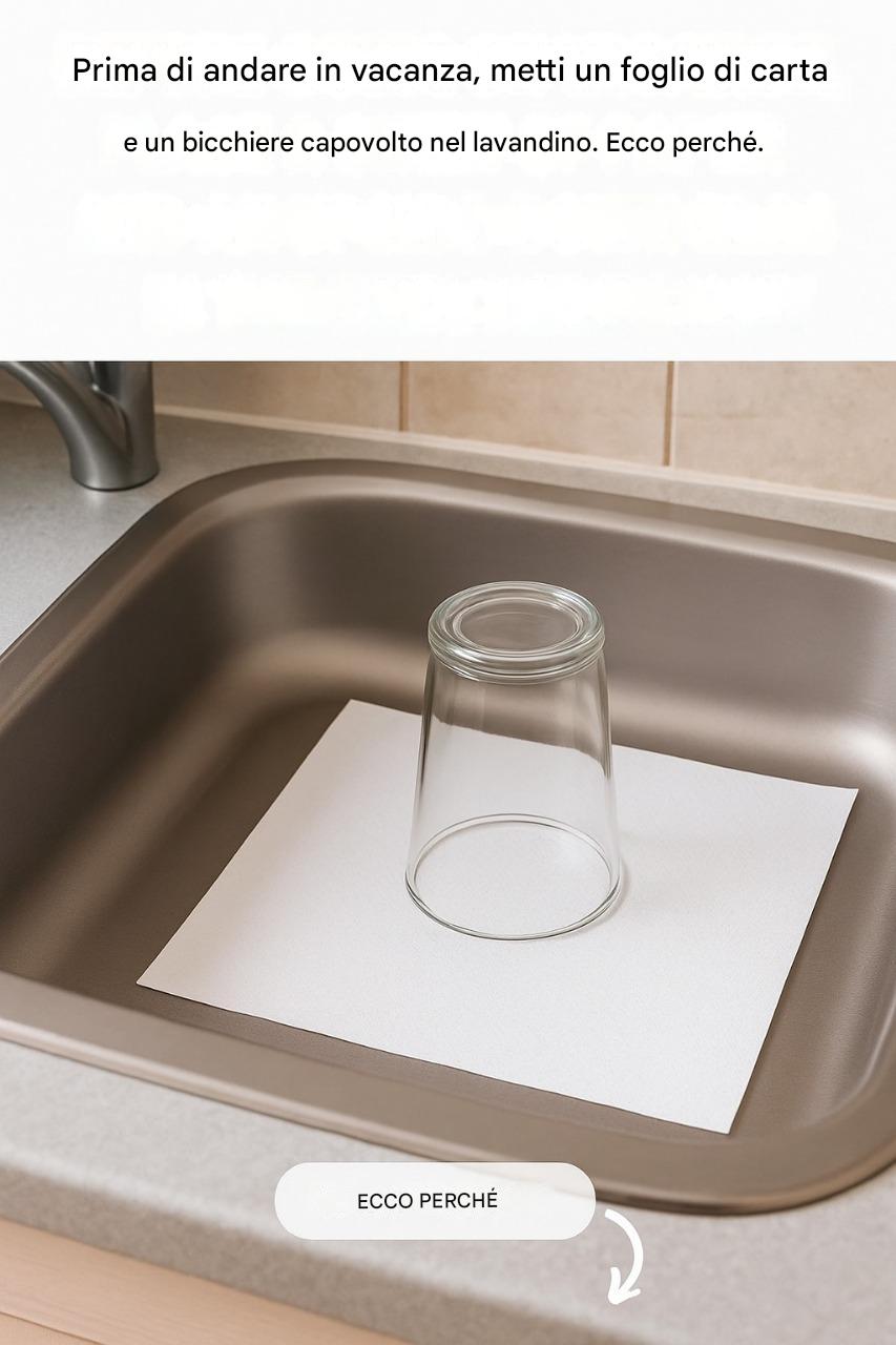 Ecco perché dovresti sempre lasciare un bicchiere capovolto e un pezzo di carta nel lavandino prima di andare in vacanza